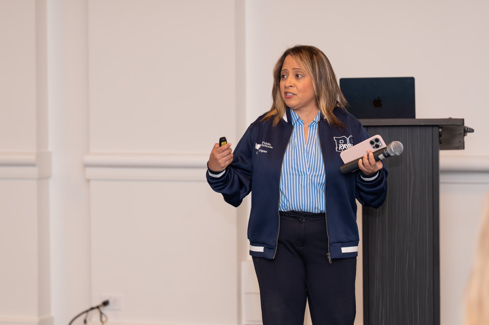 A speaker presenting on day two