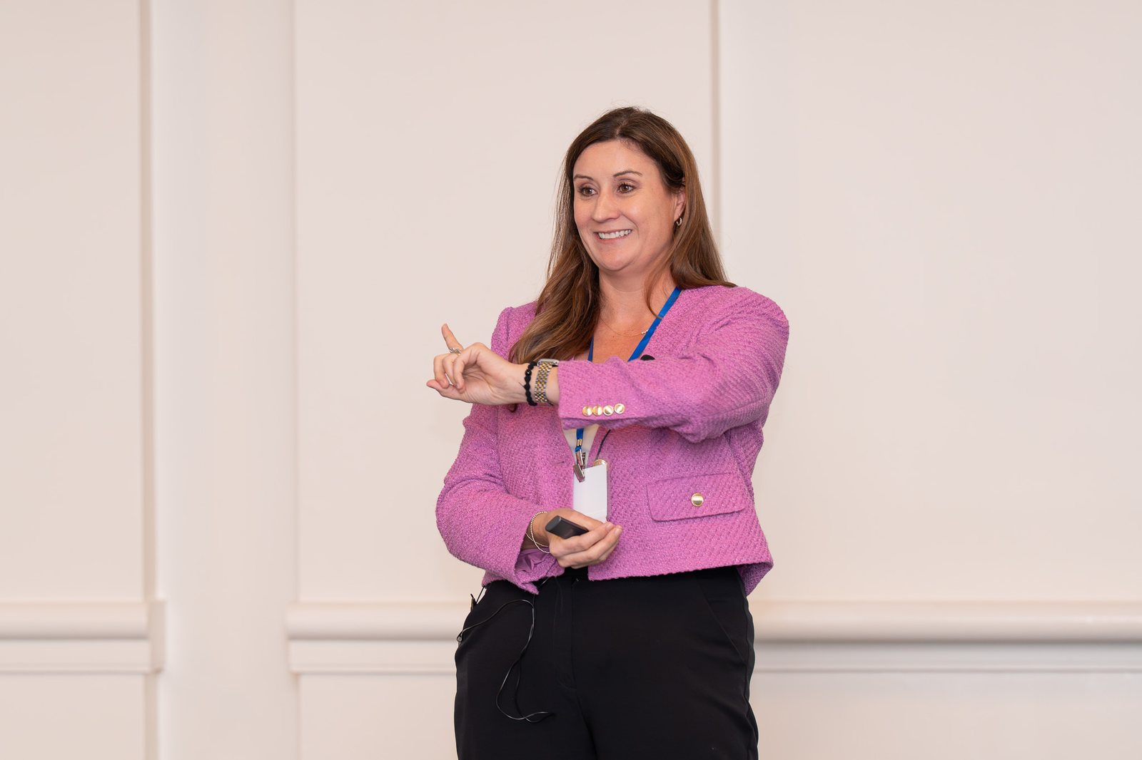A speaker presenting on day two