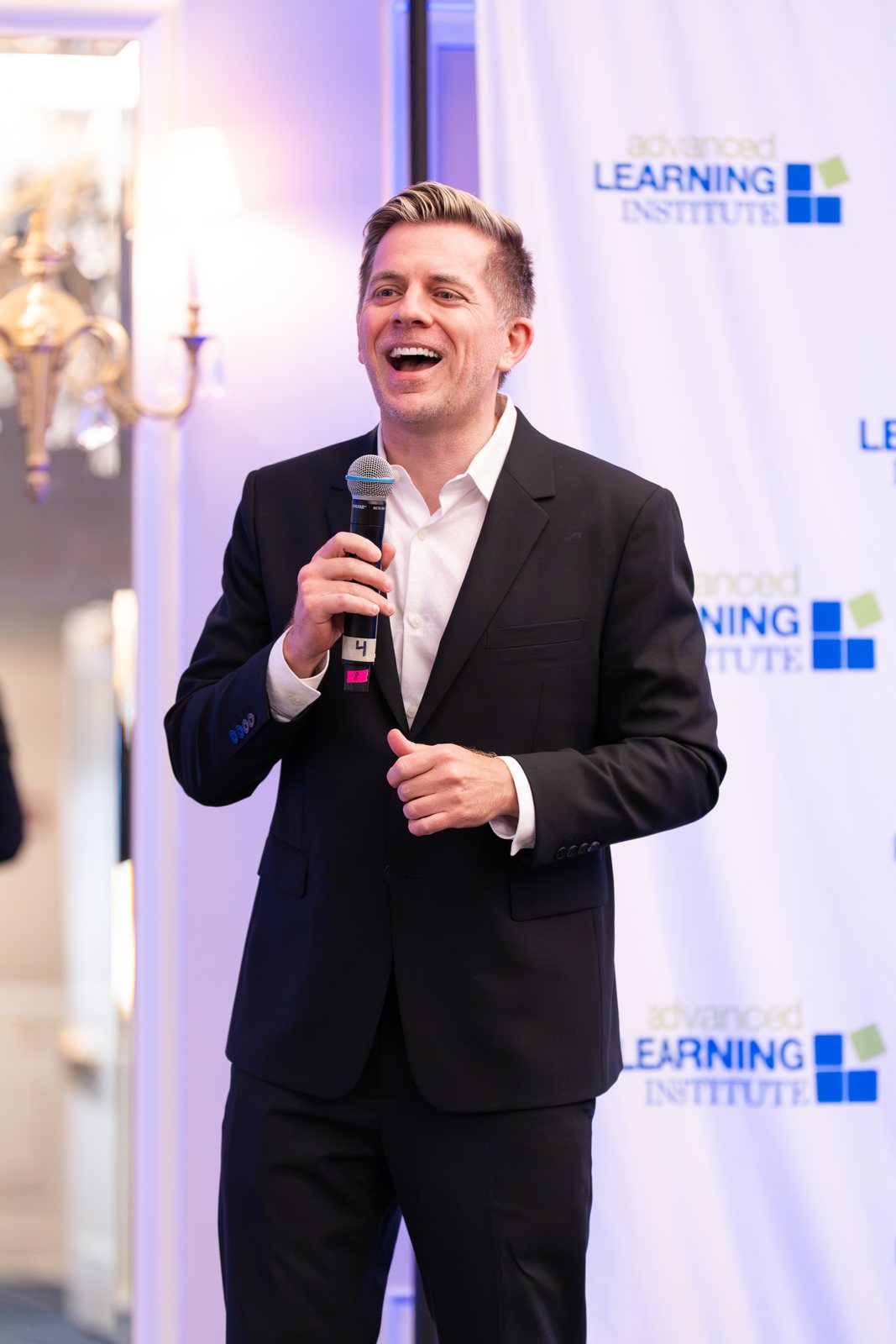 A speaker on stage