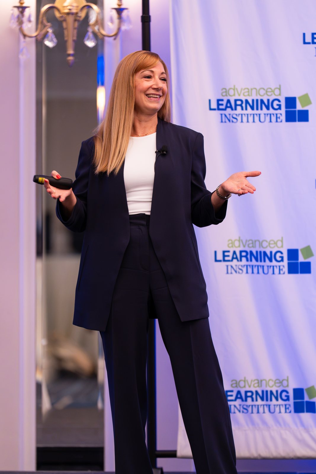 A speaker on stage