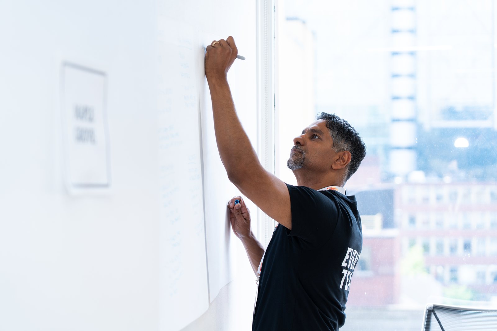 Pinaki Kathiari capturing ideas on the whiteboard
