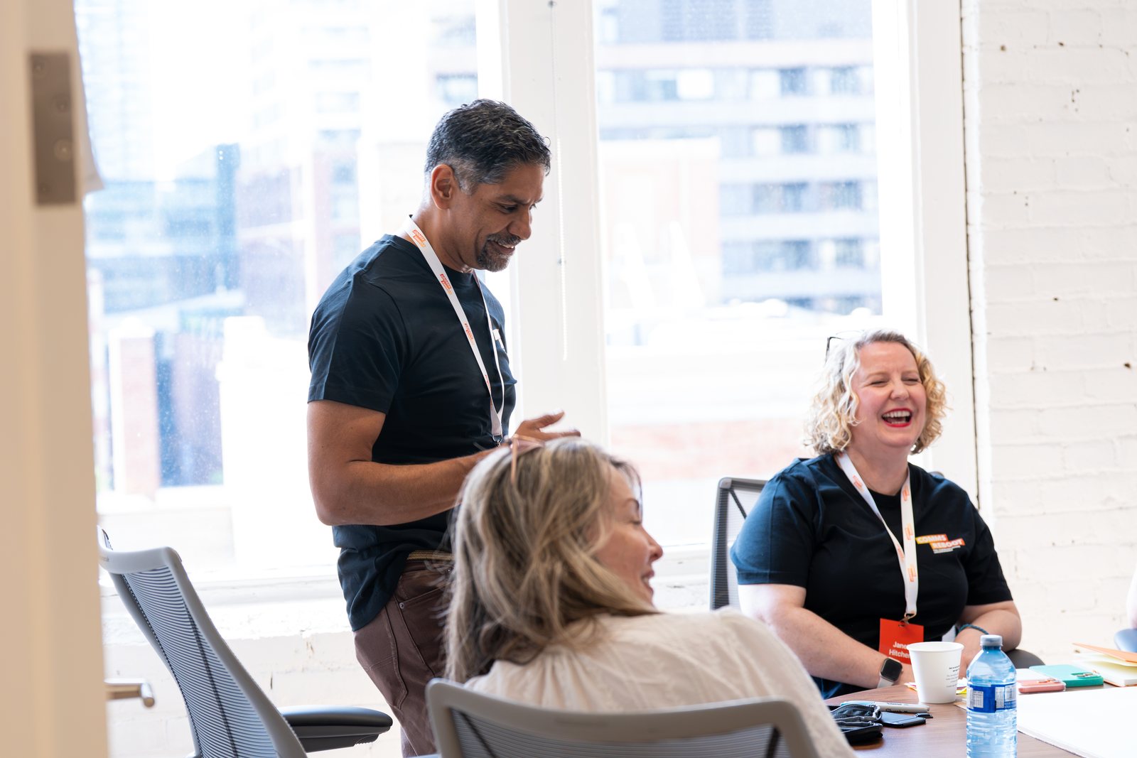 Pinaki Kathiari with attendees in the breakout