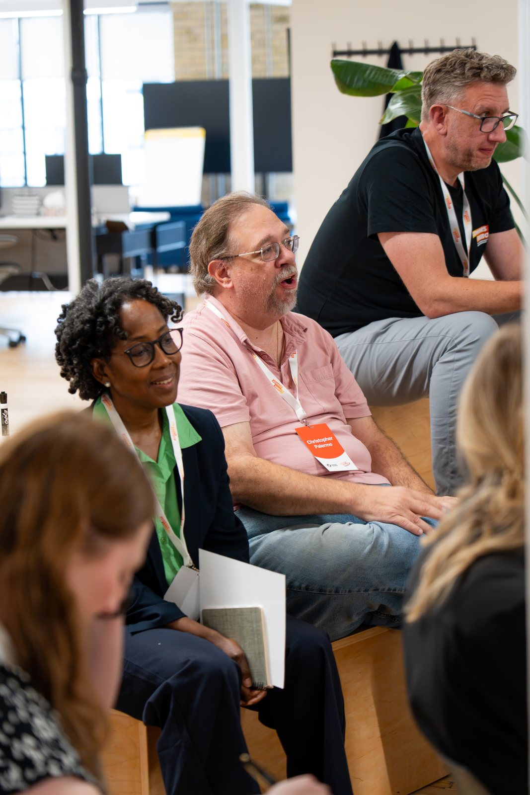 Attendees in a breakout discussion
