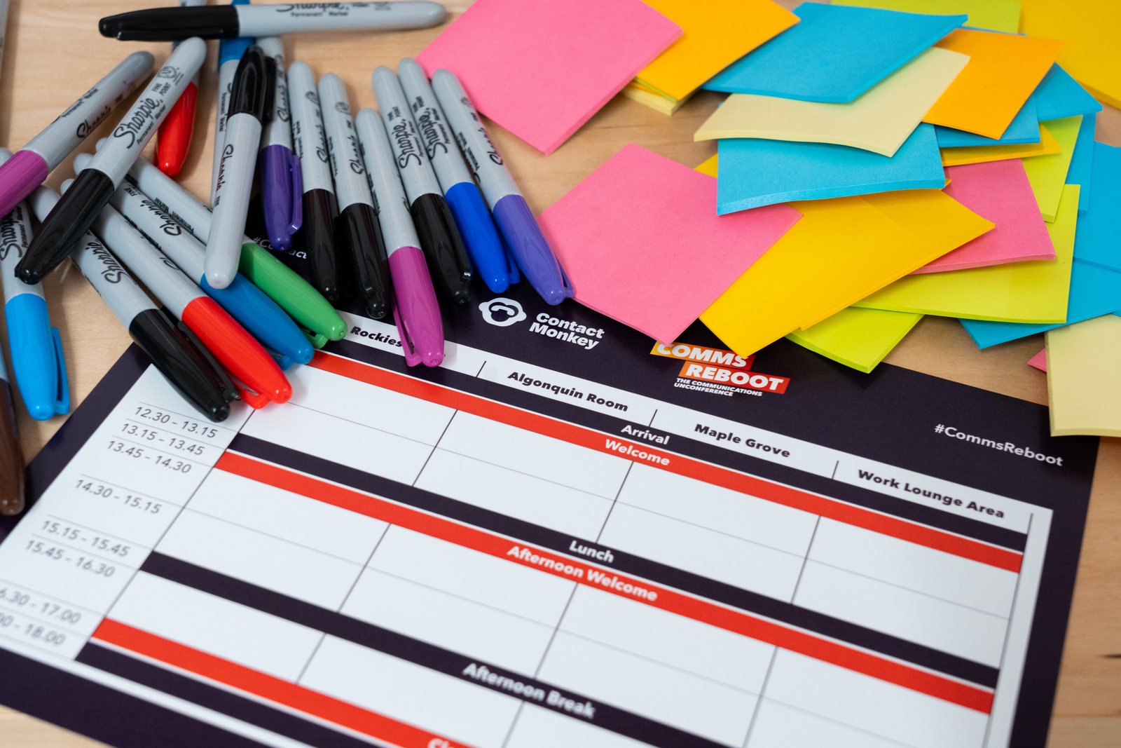 The agenda board and sticky notes