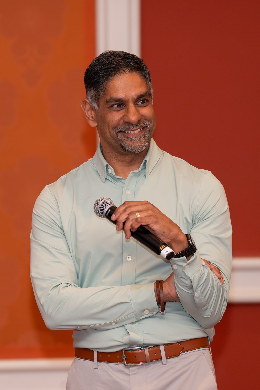 Pinaki Kathiari with the microphone