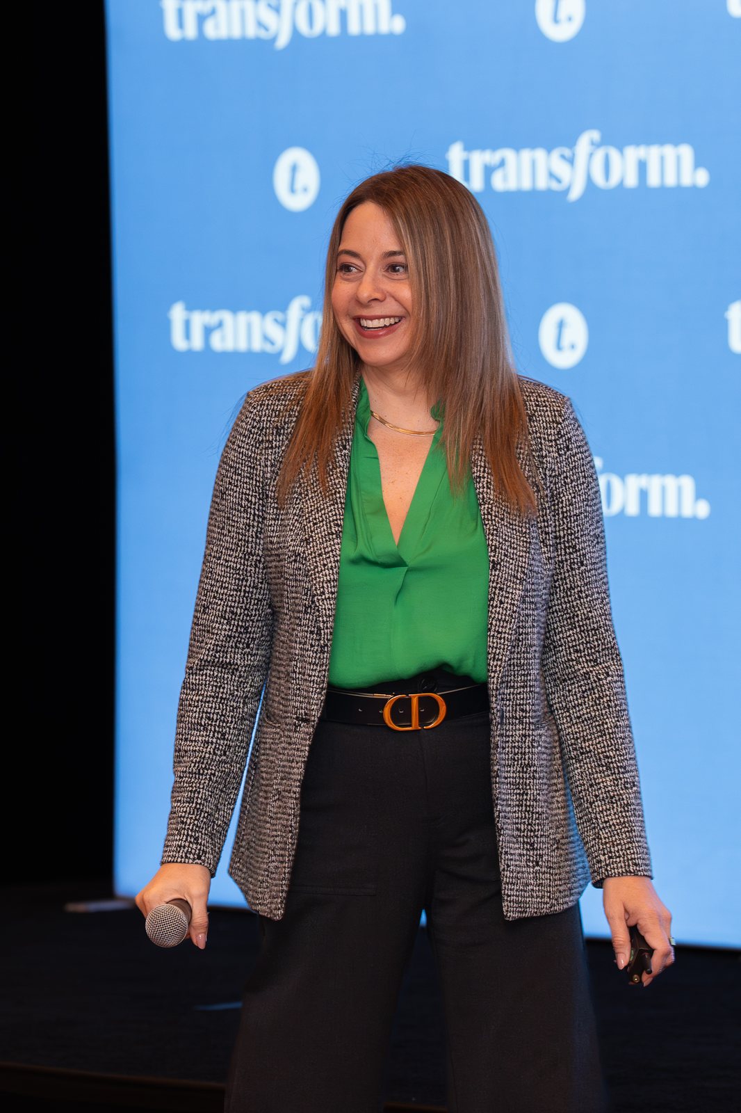 A speaker on the Transform stage