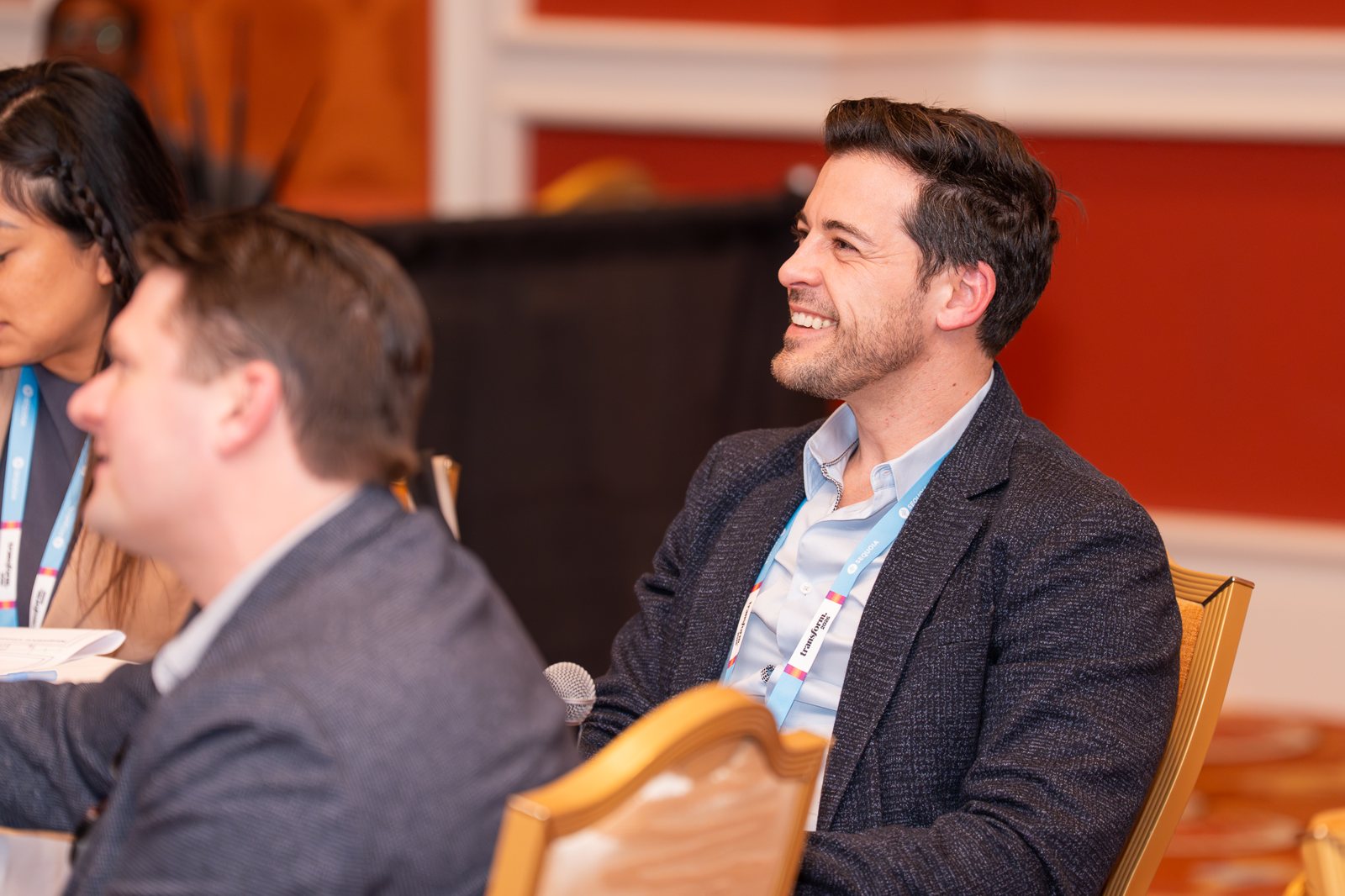 An attendee speaking during table work