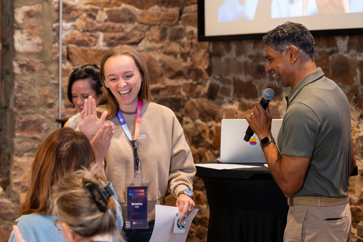 Pinaki Kathiari with an attendee during the workshop