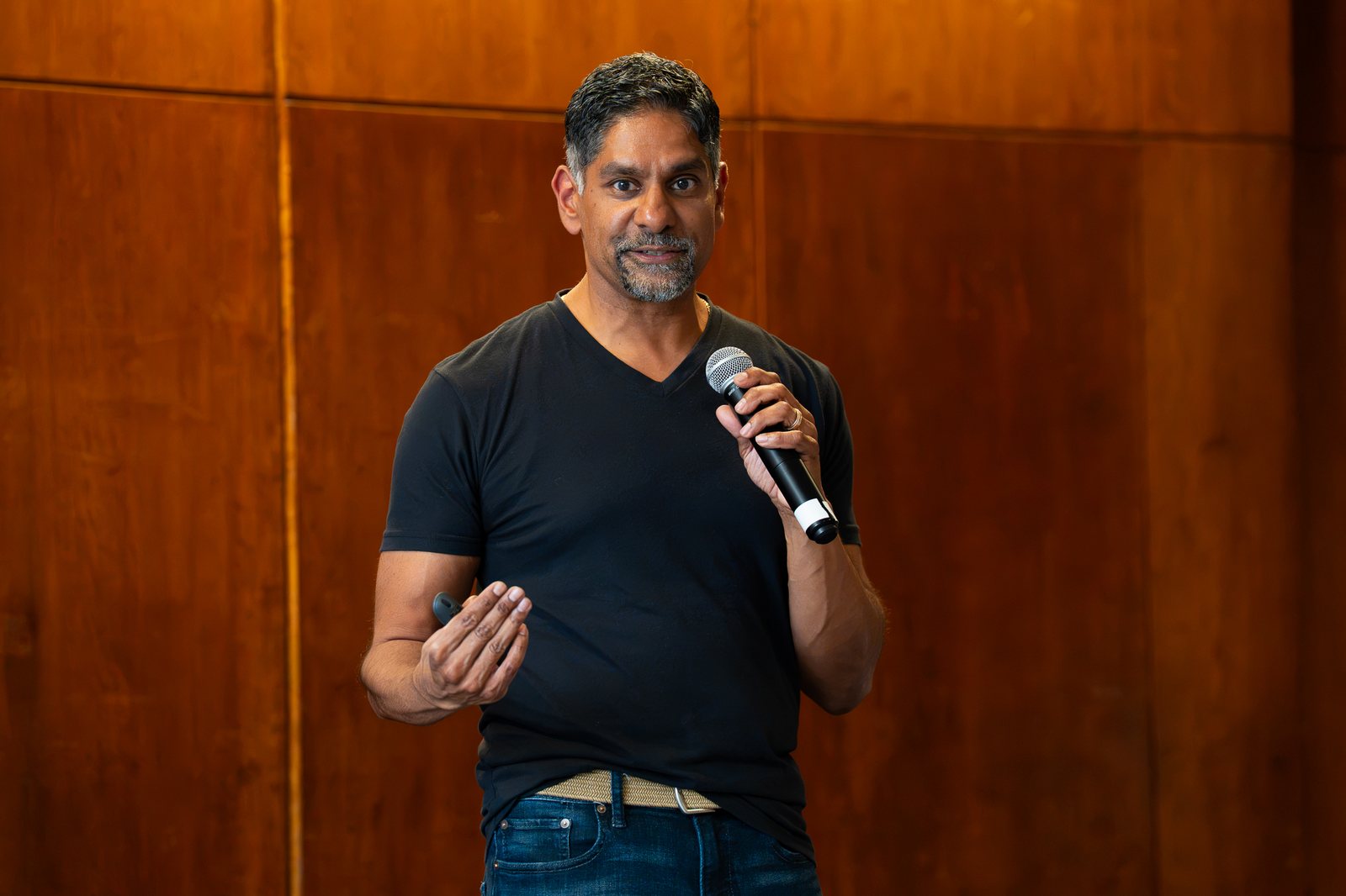 Pinaki Kathiari with the microphone
