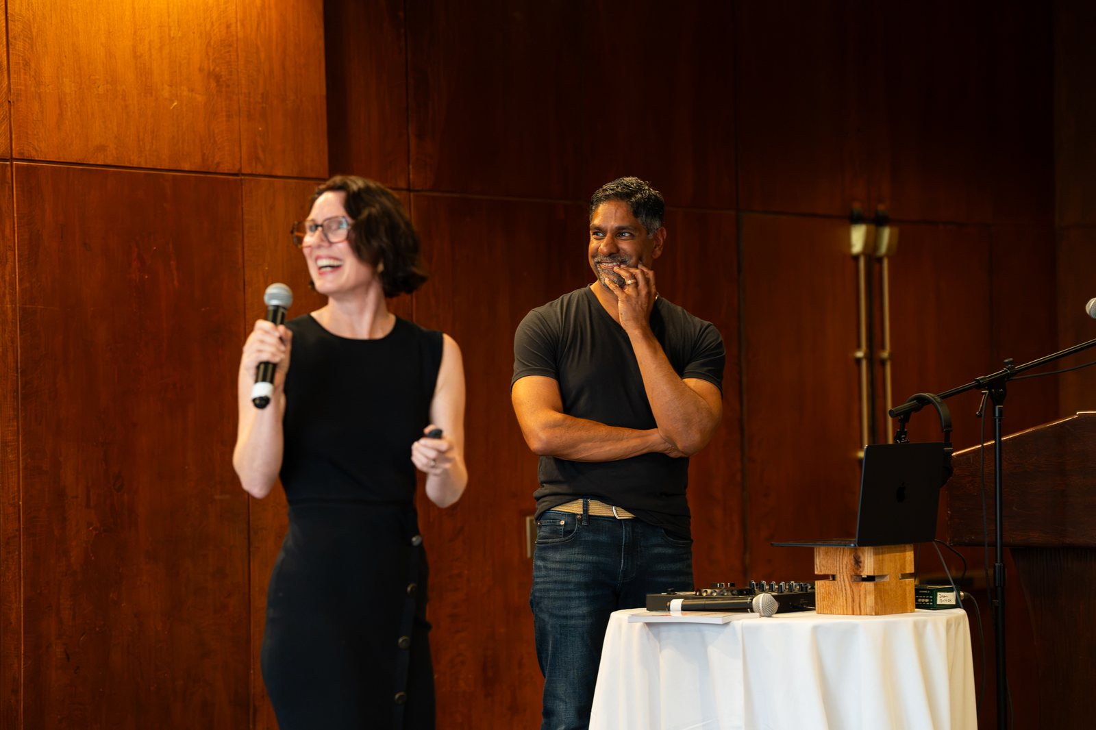 Monique Zytnik and Pinaki Kathiari presenting
