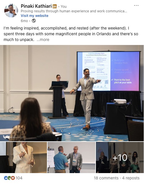 Pinaki Kathiari LinkedIn post