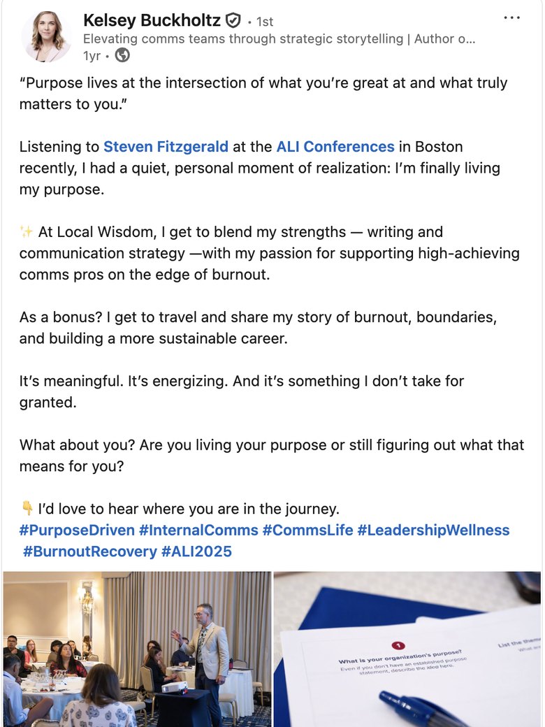 Kelsey Buckholtz LinkedIn post