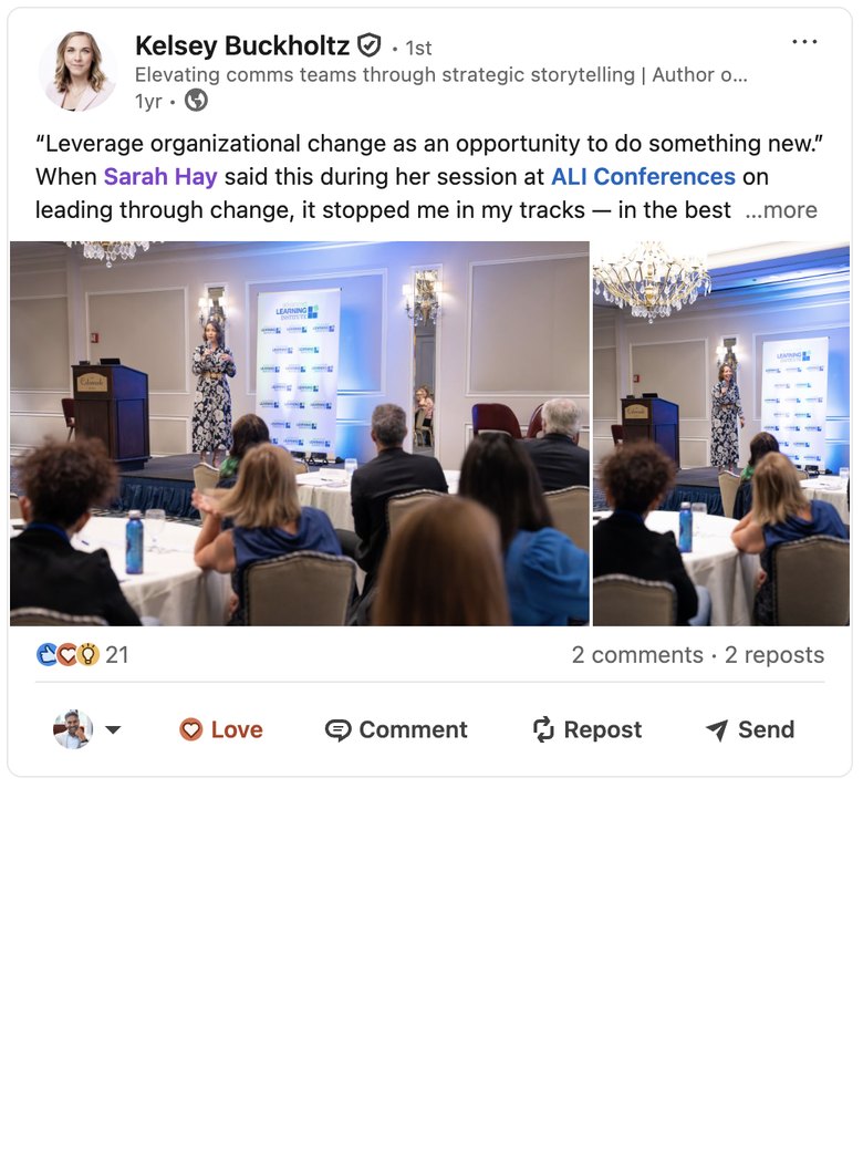 Kelsey Buckholtz LinkedIn post