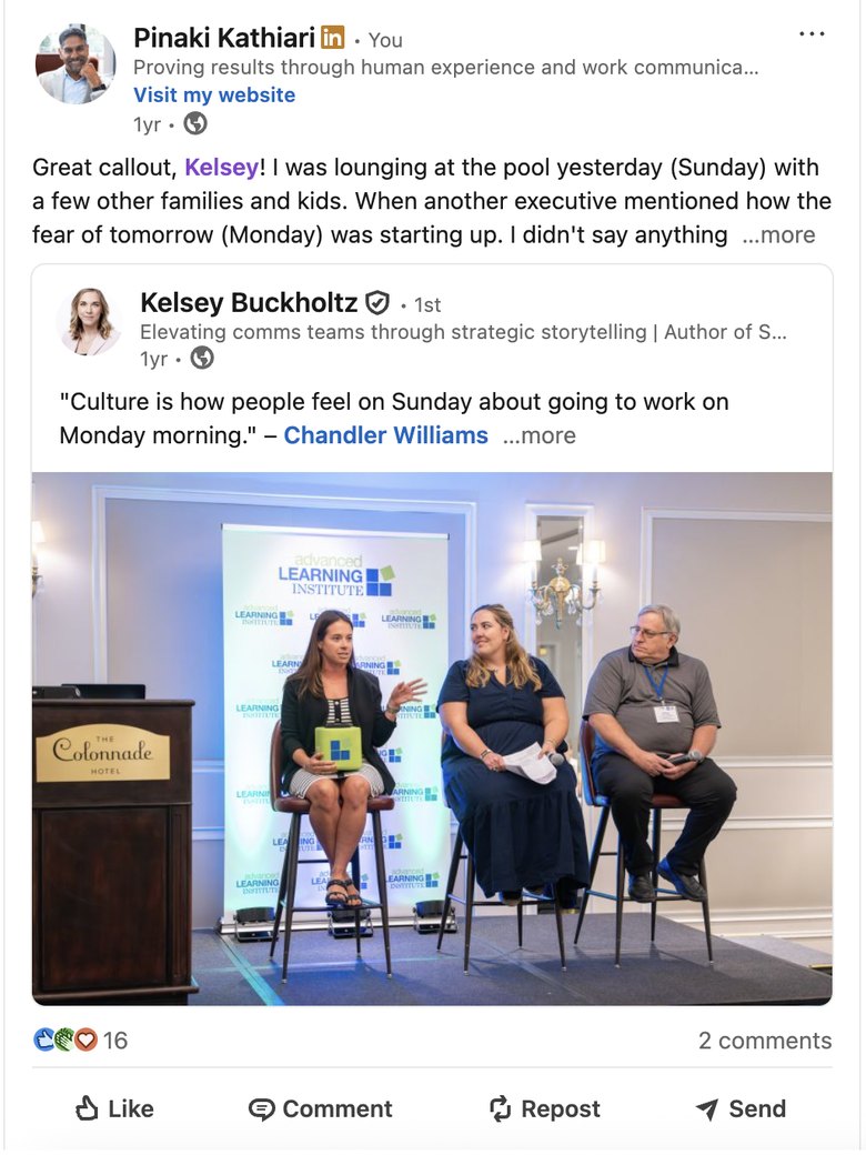 Pinaki Kathiari LinkedIn post