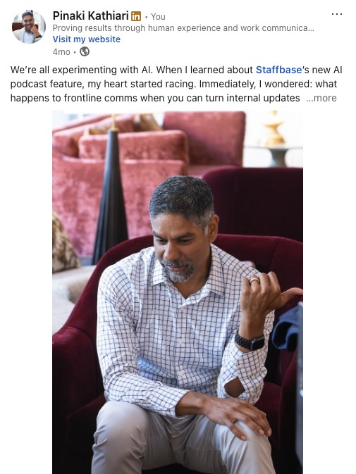 Pinaki Kathiari LinkedIn post