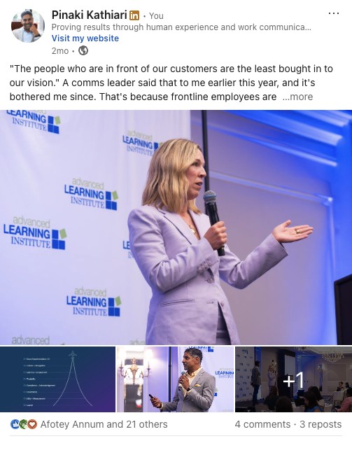 Pinaki Kathiari LinkedIn post