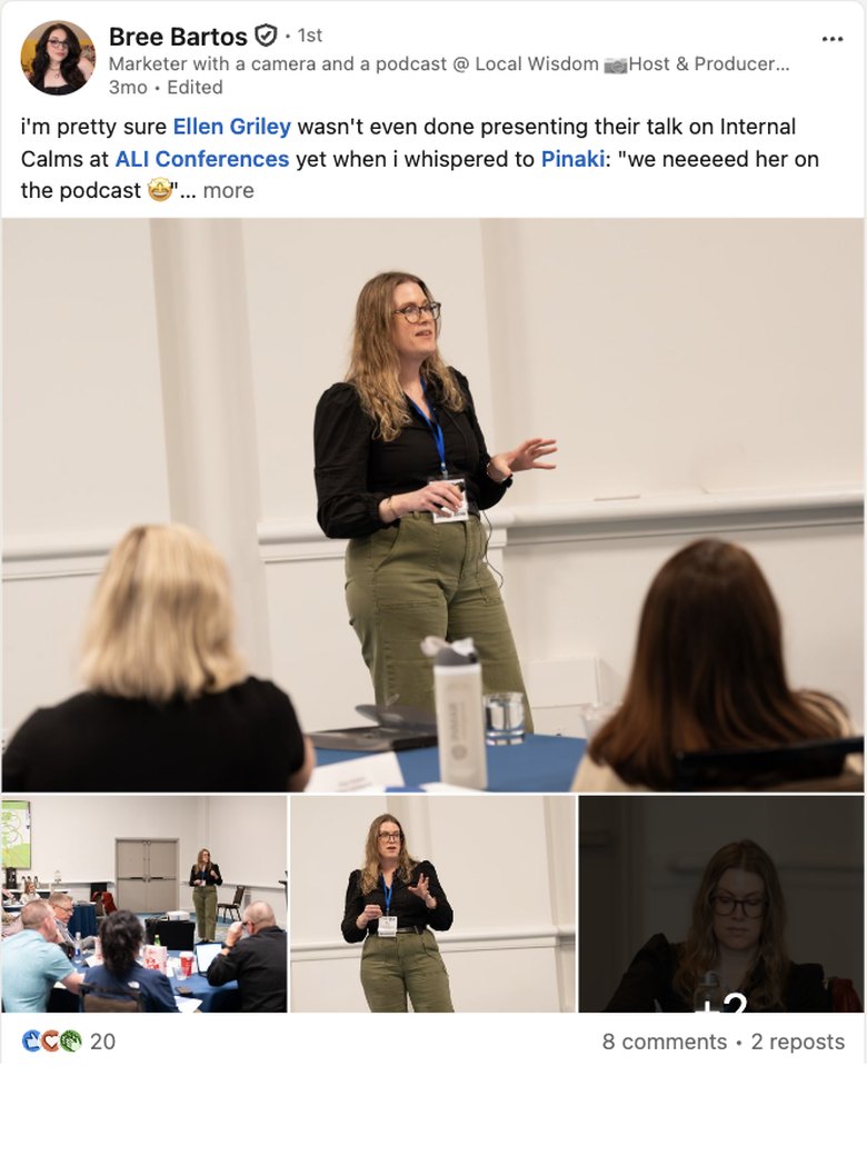 Bree Bartos LinkedIn post