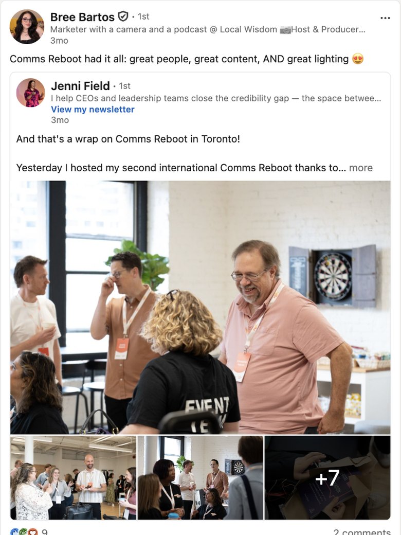 Bree Bartos LinkedIn post