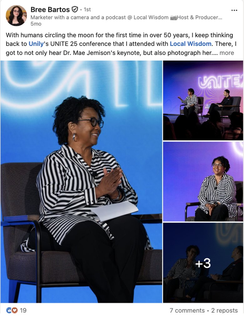 Bree Bartos LinkedIn post