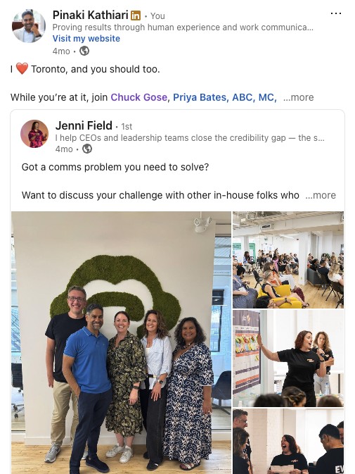Pinaki Kathiari LinkedIn post