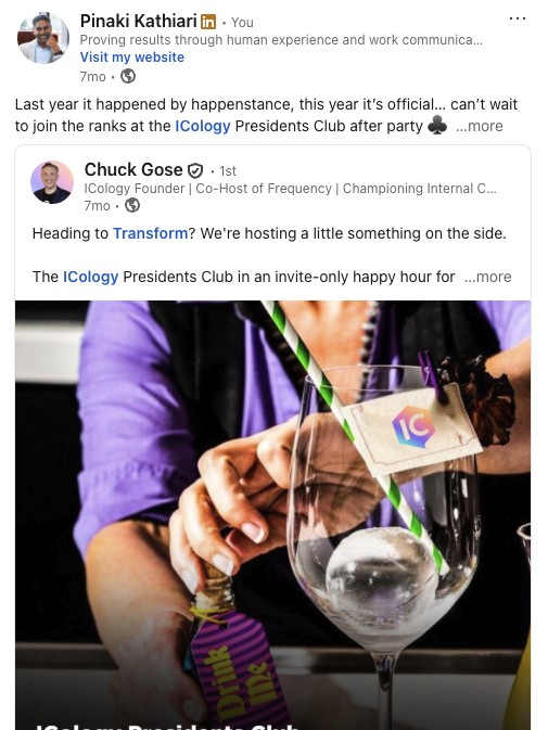 Pinaki Kathiari LinkedIn post