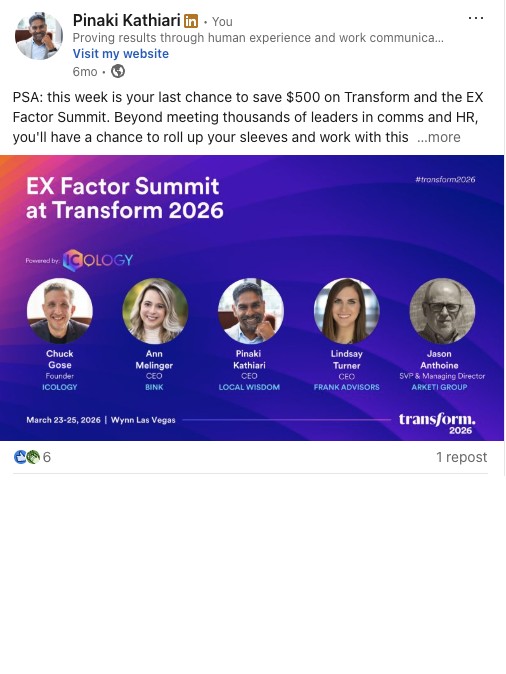 Pinaki Kathiari LinkedIn post