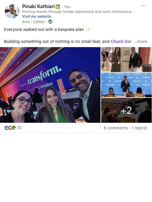 Pinaki Kathiari LinkedIn post