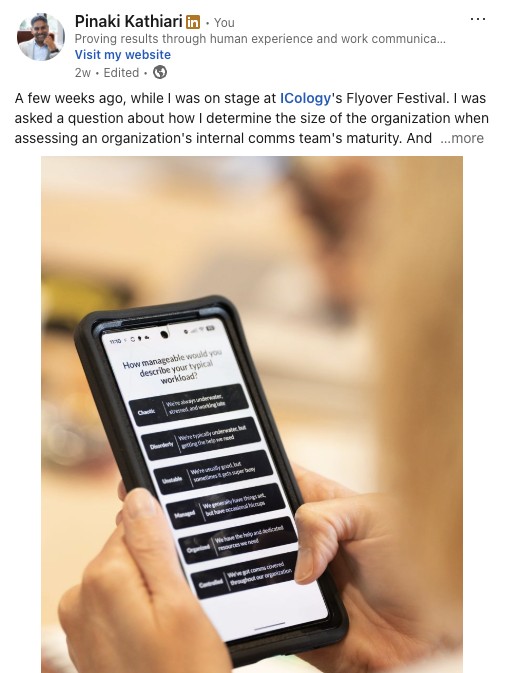 Pinaki Kathiari LinkedIn post