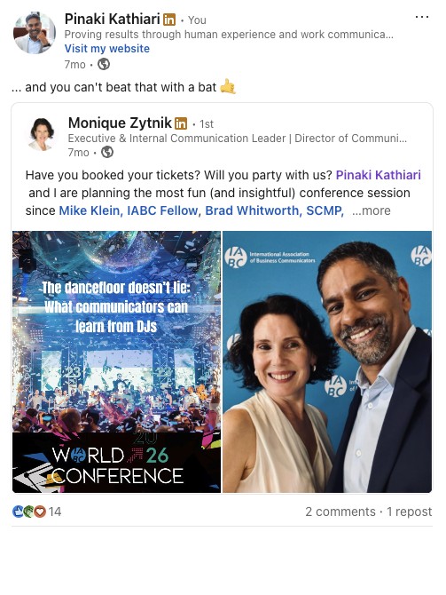 Pinaki Kathiari LinkedIn post