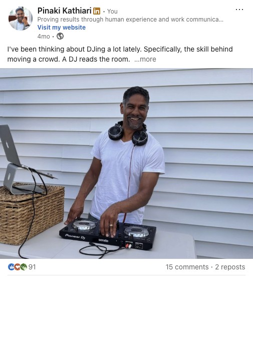 Pinaki Kathiari LinkedIn post