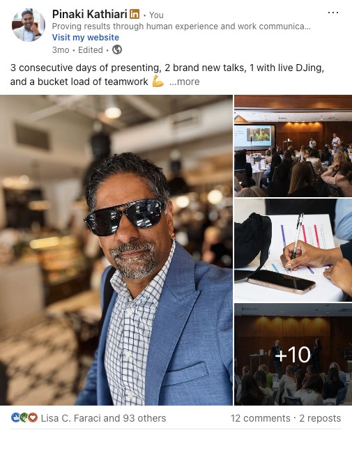 Pinaki Kathiari LinkedIn post
