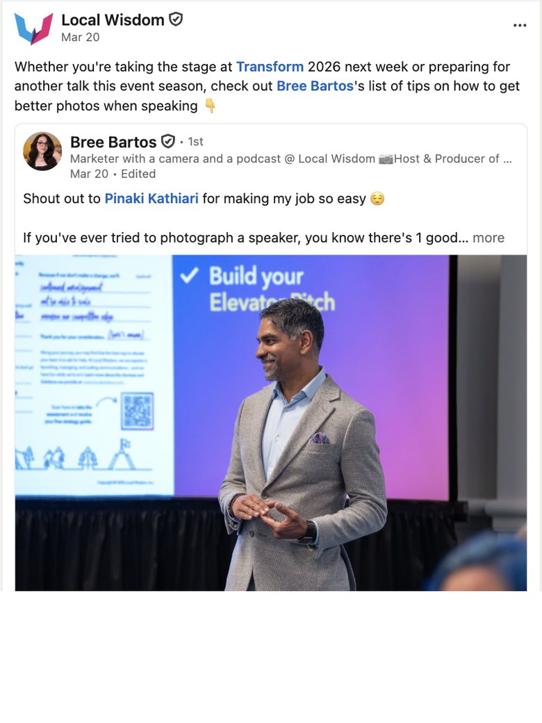 Local Wisdom LinkedIn post