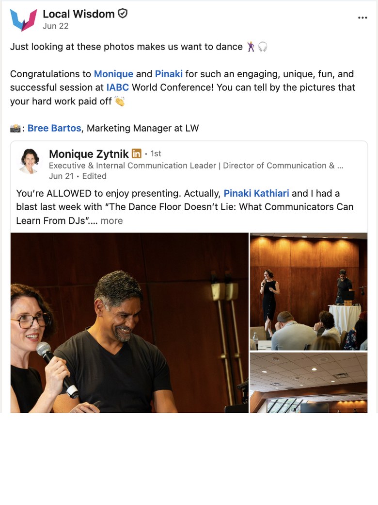 Local Wisdom LinkedIn post