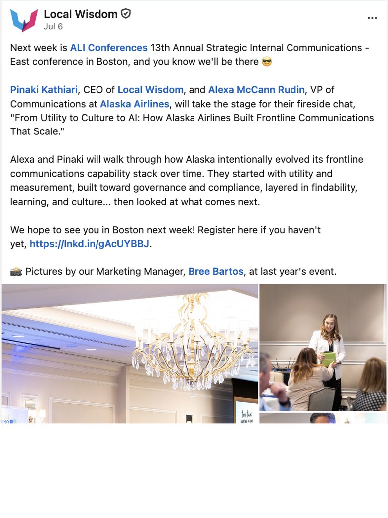 Local Wisdom LinkedIn post