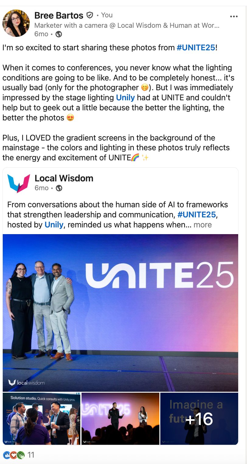 Bree Bartos LinkedIn post