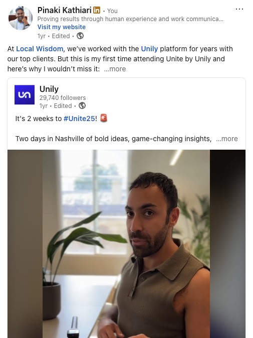 Pinaki Kathiari LinkedIn post