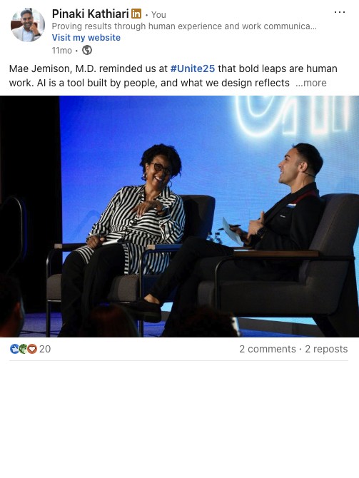 Pinaki Kathiari LinkedIn post
