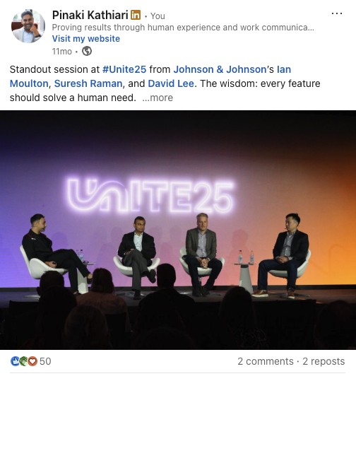 Pinaki Kathiari LinkedIn post