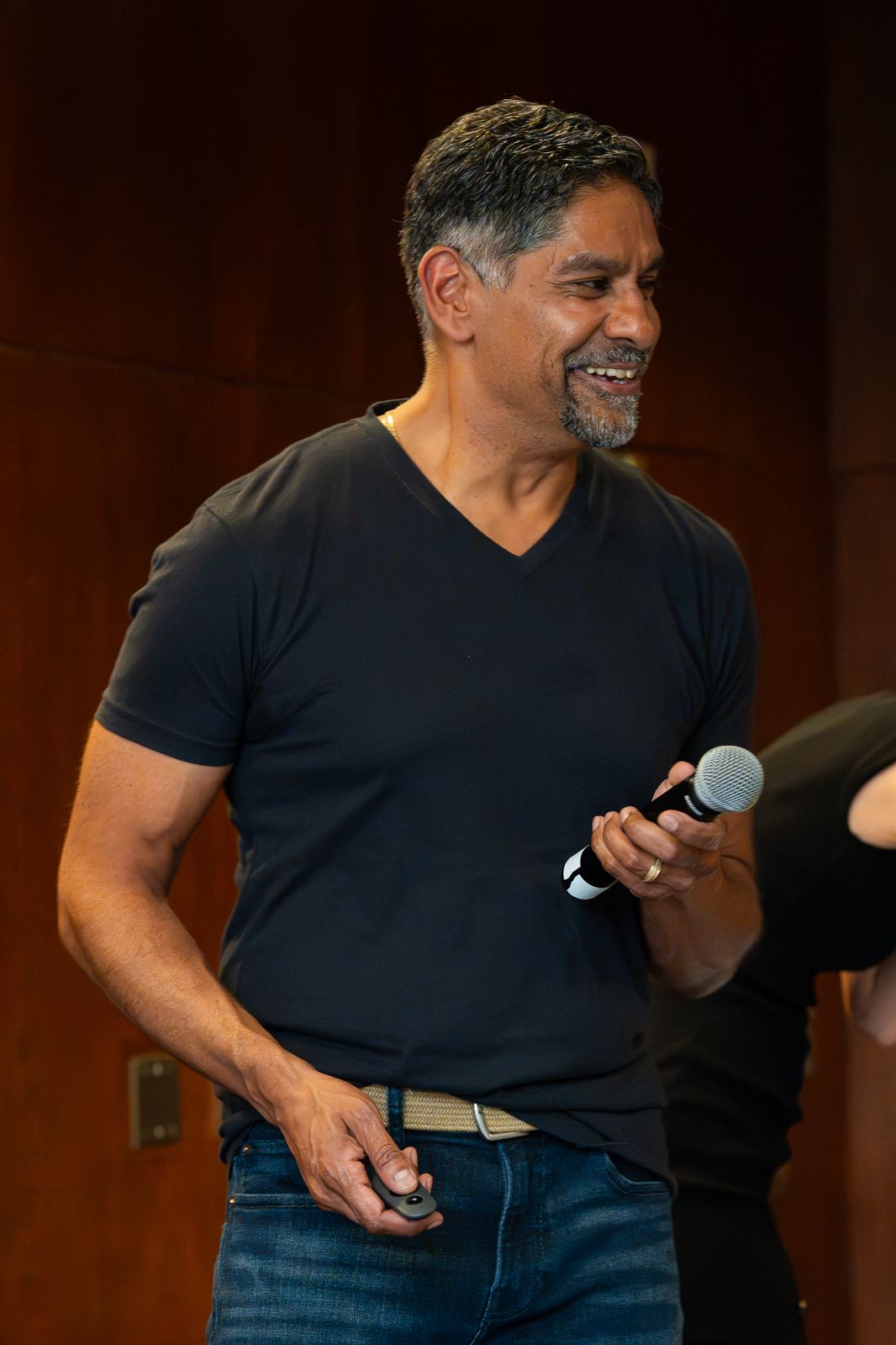 Pinaki Kathiari with the microphone