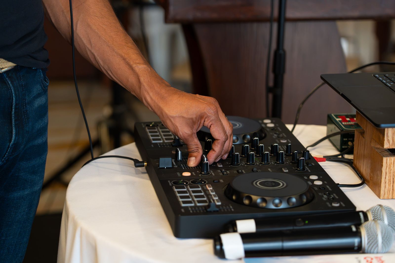 Hands on the DJ controller