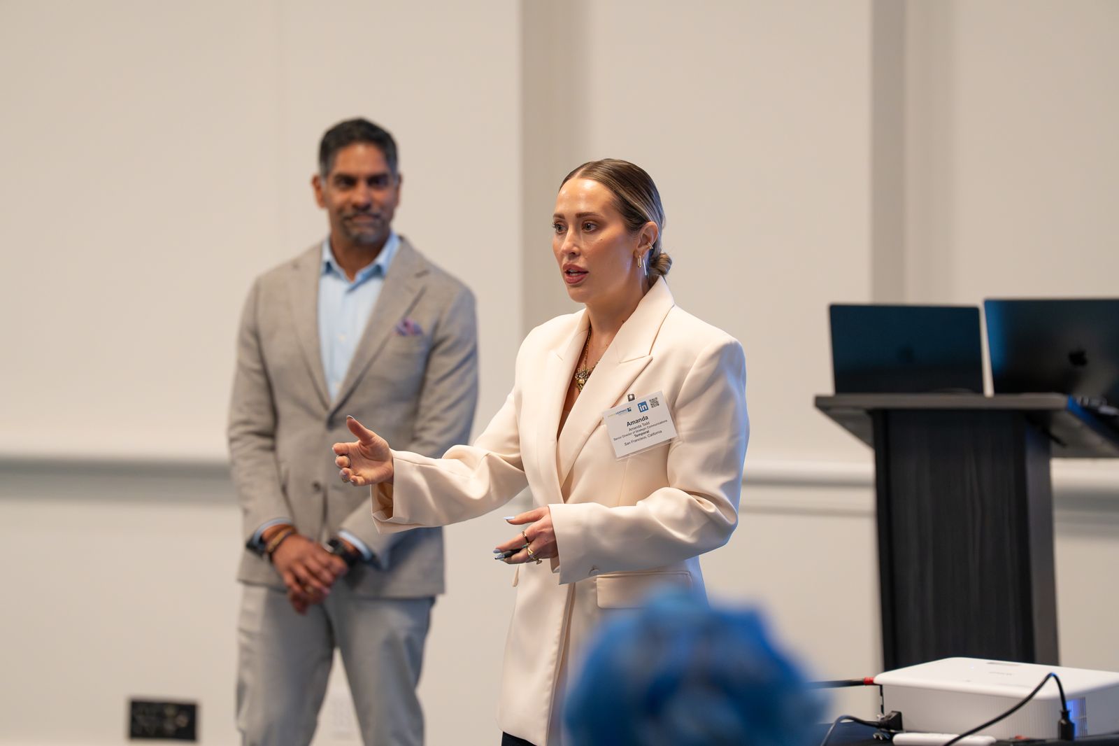 Amanda Todd and Pinaki Kathiari presenting together